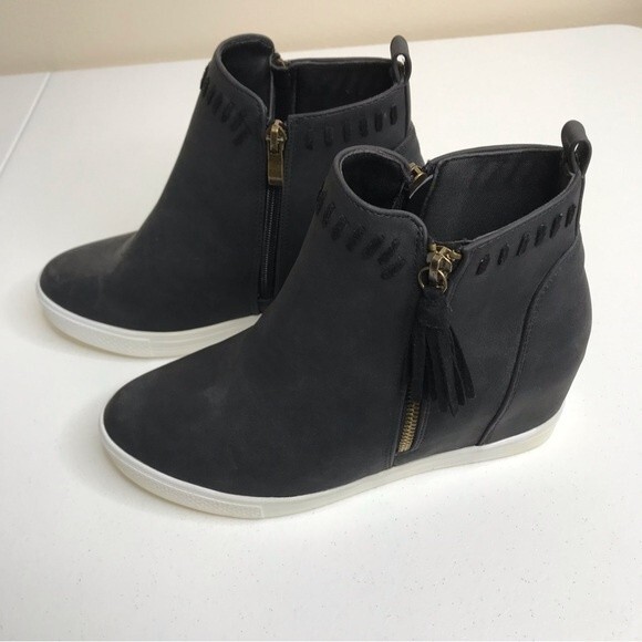 CCOCCI Taylor Hidden Wedge Bootie Sneaker Tassel Zip Black Women Size 9 - Picture 9 of 15
